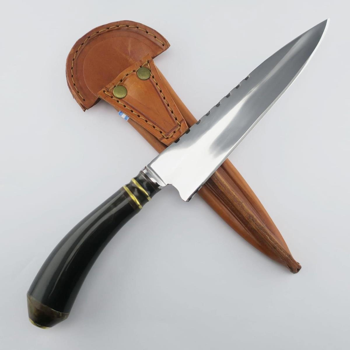 Elegant Cow 7.1 inch Dark Stainless Steel Knife with polished blade and dark handle, suitable for various uses.